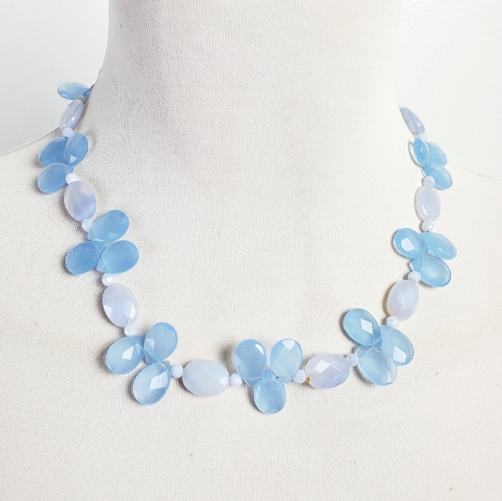 Blue bead sterling necklace